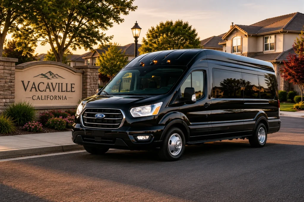 Black Ford Expedition SUV ready for Vacaville airport shuttle pickup in Solano County